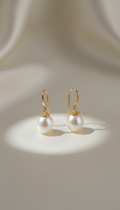 Freshwater pearl drop earrings with gold hooks