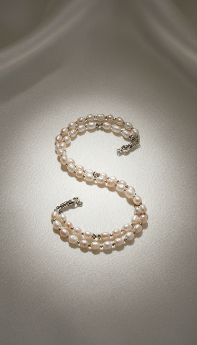 Double-strand freshwater pearl bracelet