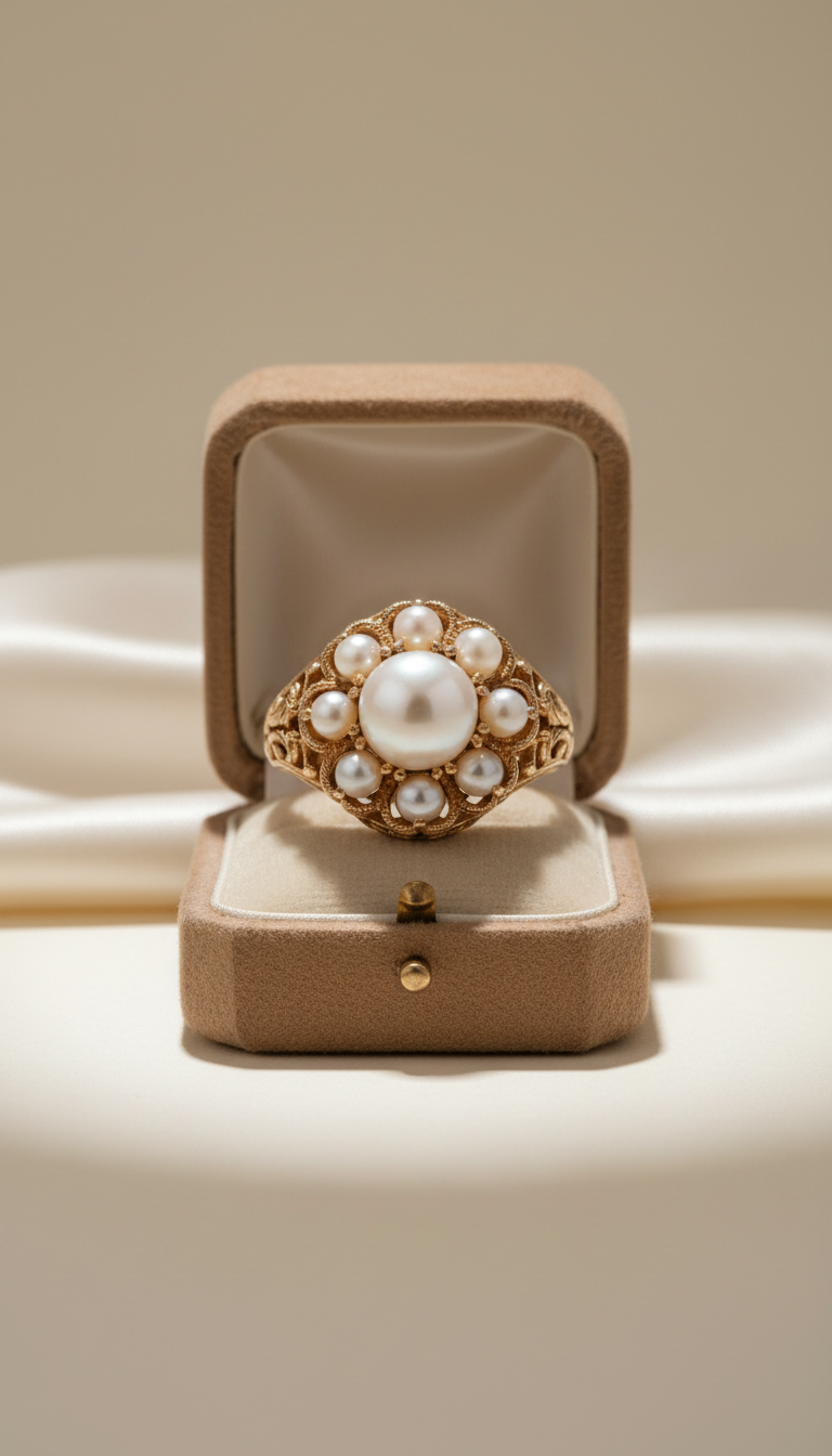 18K gold and pearl heritage ring